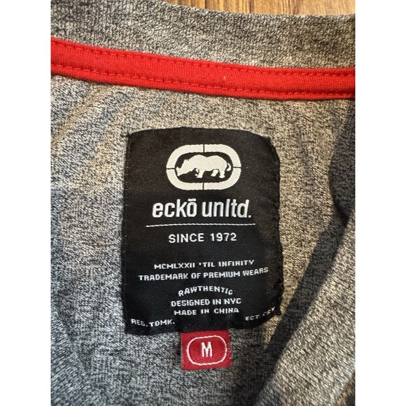 Vintage Y2K Ecko T-Shirt Mens Medium Gray Graphic Print Logo Rhino Hip Hop - Picture 4 of 4